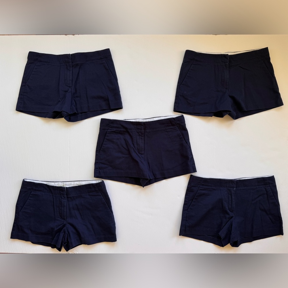 J Crew Crewcuts Chino Shorts Girls Navy Blue Lot of 5
